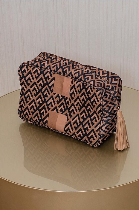 Nécessaire Personalizada Losango Preto e Bege