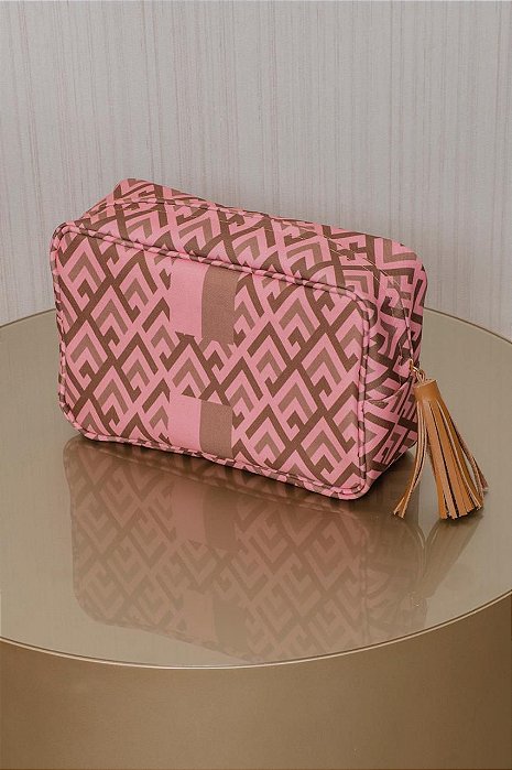 Nécessaire Personalizada Losango Rosa e Bege