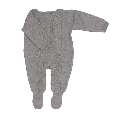Macacão em Tricot Bebê Trançado Cinza