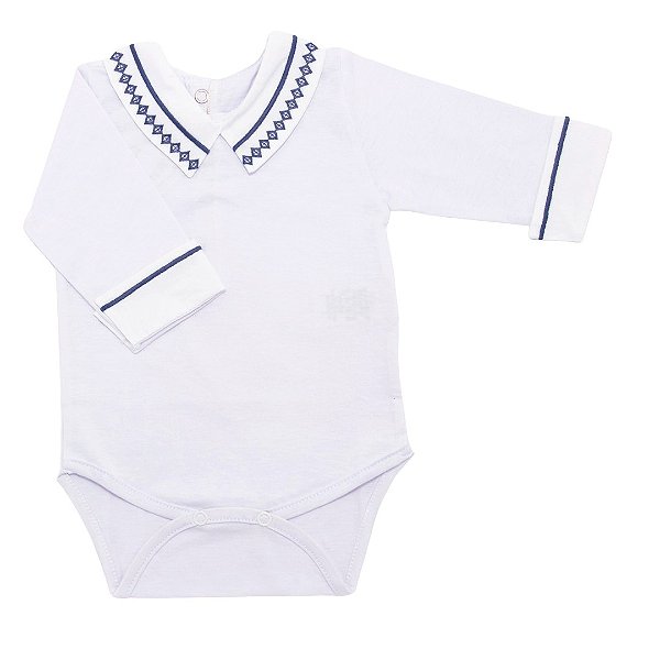 Body Bordado Losango Azul Marinho