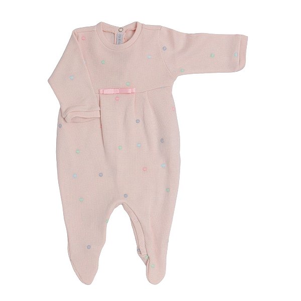 Macacão Tricotil - Rosa com Poá Candy