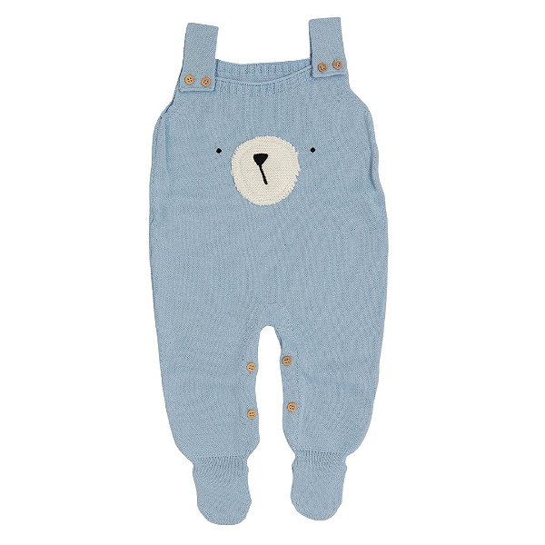 Jardineira em Tricot Urso - Azul