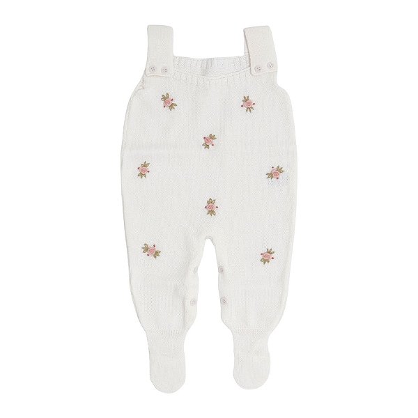 Jardineira em Tricot Bordado Rococó - Off White