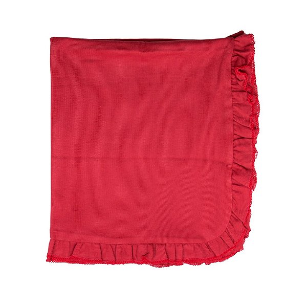 Manta Tricotil Babado - Vermelho