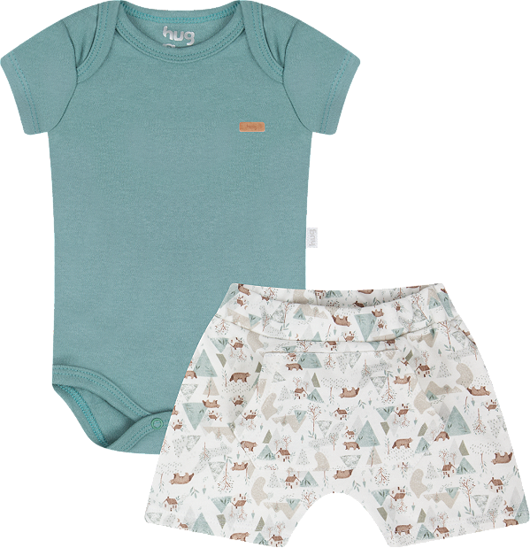 Conjunto Body Manga Curta e Bermuda Ursos