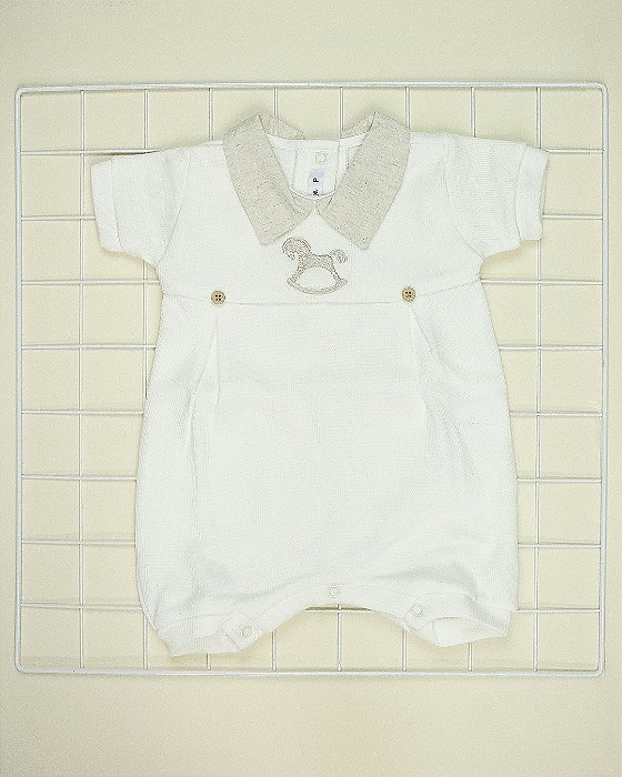 Romper em Tricotil Cavalinho Off White