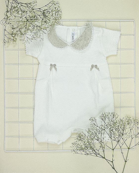 Romper em Tricotil Laços Off White