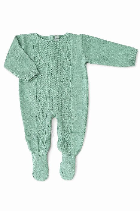 Macacão em Tricot Bebê Trançado Verde