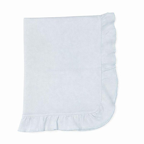 Manta Tricotil Babado Azul Claro
