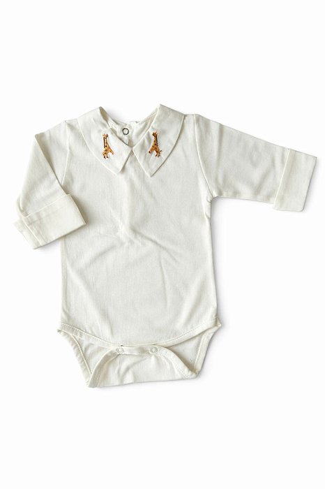 Body Off White com Bordado Gola Girafa