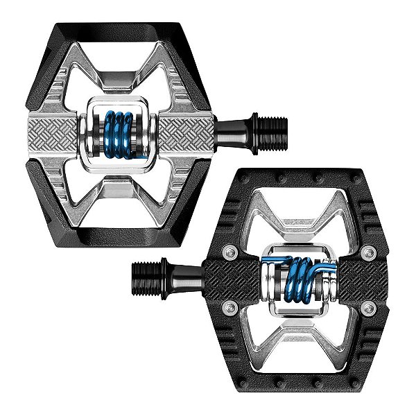 PAR DE PEDAL CRANKBROTHERS DOUBLE SHOT 2 HÍBRIDO CLIPLESS PARA MTB - COM TACOS | PRETO E PRATA