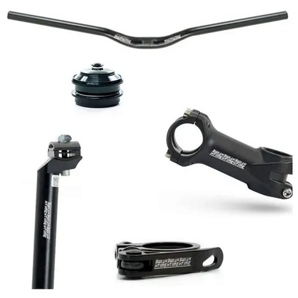 KIT X-TIME GUIDÃO DH 730MM, MESA, DIREÇÃO, CANOTE E ABRAÇADEIRA 27.2MM | PRETO