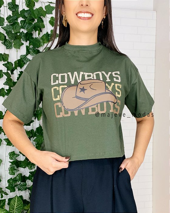 Cropped Tee-shirt Cowboys Verde
