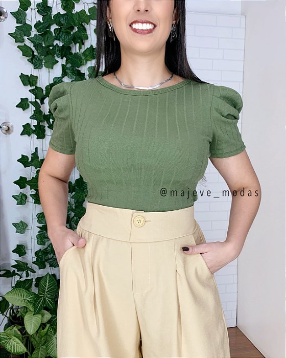 Blusinha canelada Mia Verde