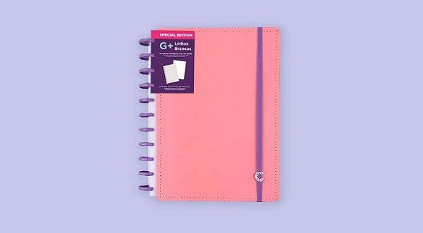 Caderno Inteligente Rose Rosê G+ Linhas Brancas