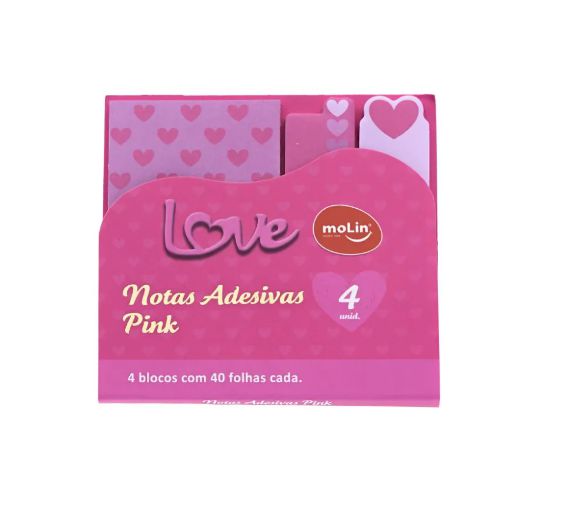 Bloco de Notas Adesivas Love Pink - Molin