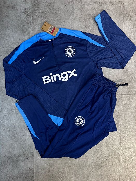 Conjunto Treino Chelsea Azul Marinho Lançamento Unissex 24/25.