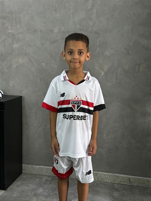 KIT INFANTIL CAMISA+SHORTS SÃO PAULO BRANCO