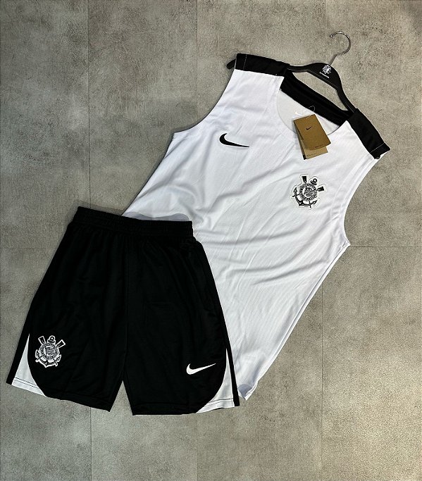 Conjunto Regata+Shorts Corinthians Jogador Branco 25/26