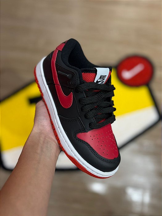 TENIS NIKE DUNK PRETO E VERMELHO