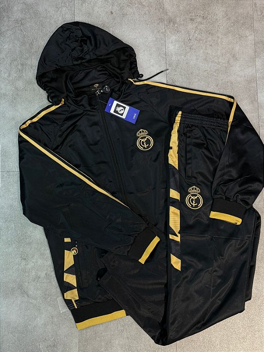 CONJUNTO AGASALHO  FC REAL MADRID PRETO