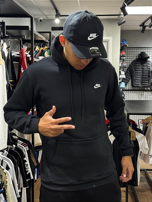 Moletom Canguru Nike Club Preto