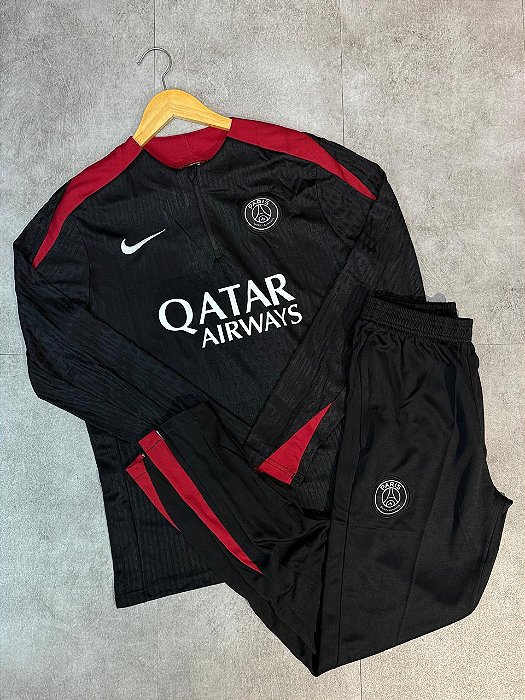 Conjunto PSG Treino Preta/Vinho jogador