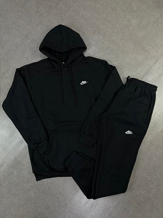 Conjunto Moletom Nike Club Canguru Preto