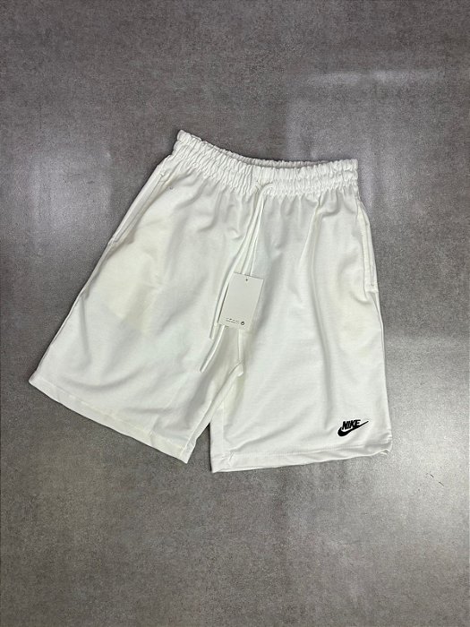 BERMUDA MOLETOM NIKE OFF WHITE BORDADA