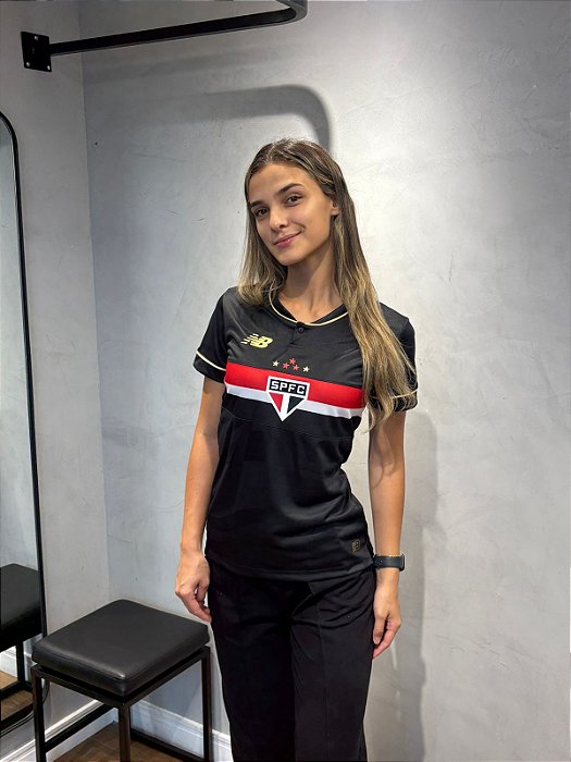 CAMISA SÃO PAULO PRETA FEMININA 2025/26