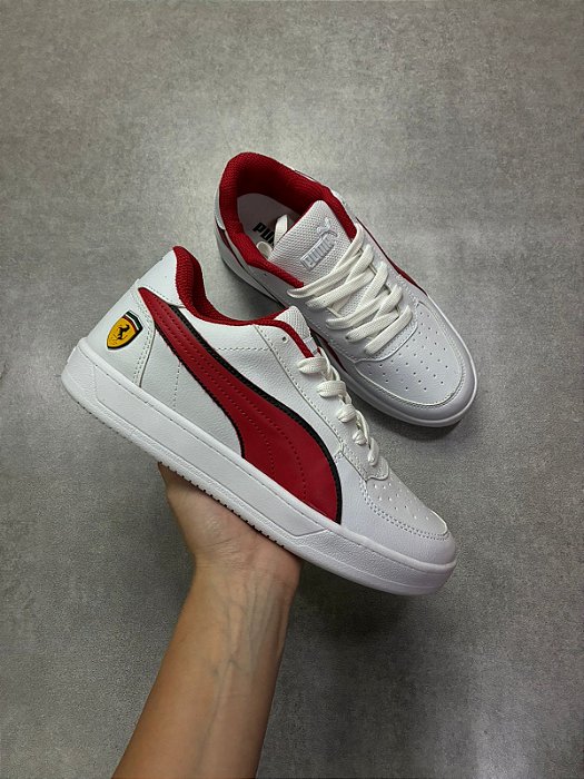 Tenis Puma Scuderia Ferrari Caven Branco e Vermelho