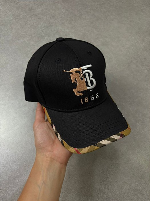 Boné Burberry 1856 Preto e bege