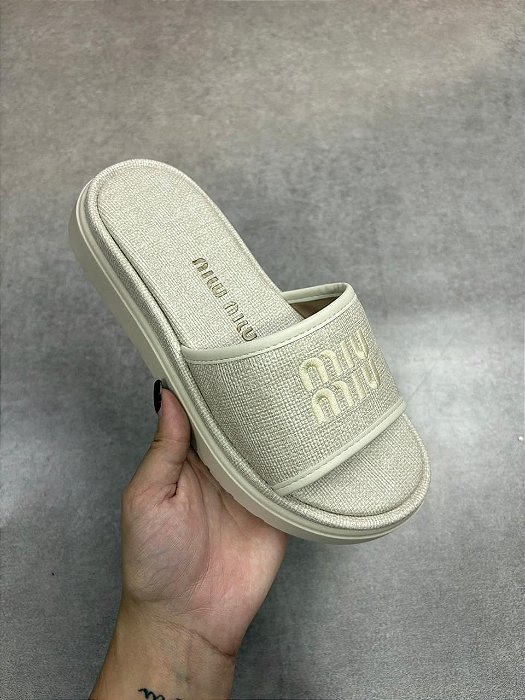 Chinelo Slide MiuMiu Off White