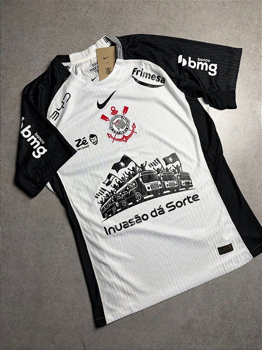 Camisa Corinthians I 25/26 s/n Jogador Nike Masculina - Branco+Preto Invasão dá Sorte