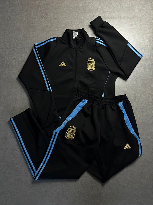 CONJUNTO DE TREINO ARGENTINA PRETO/AZUL