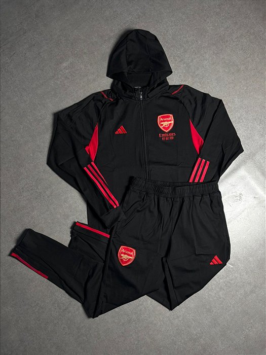CONJUNTO DE TREINO ARSENAL PRETO/VERMELHO