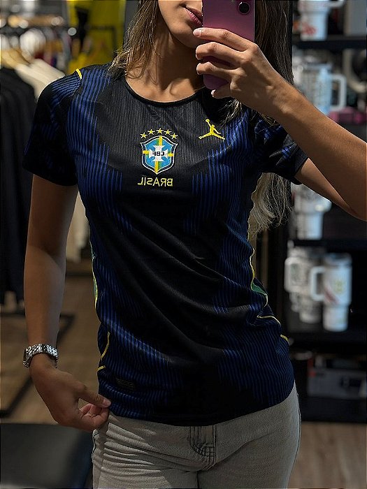 Camisa Brasil 2026/27 Jordan - Feminina Torcedor - Azul e Preta