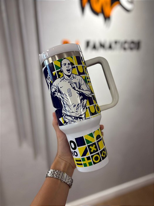 COPO TERMICO CANUDO SELEÇÃO BRASILEIRA RONALDO FENÔMENO