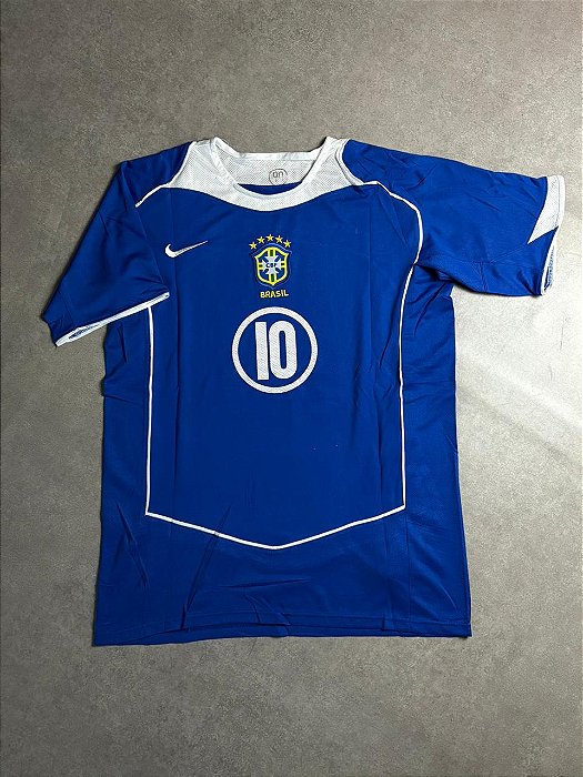 Camisa Brasil Azul Total 90 - Ronaldinho 10 Retrô 2005
