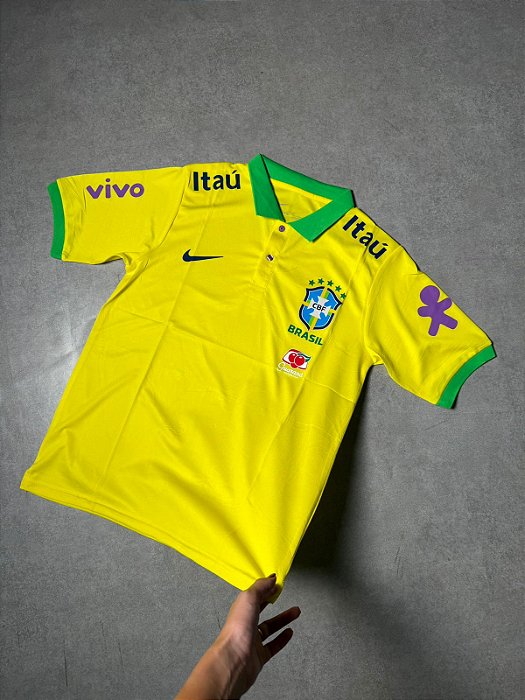 Camisa Brasil Polo De Treino - Amarela