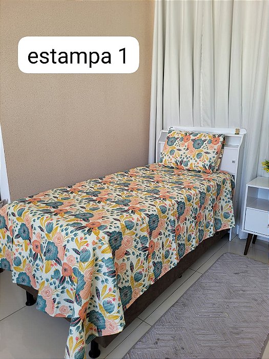 Kit Colcha Solteiro Pollyana 2 pçs