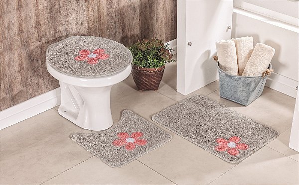 Jogo De Banheiro Cotton Miriam 3 Peças