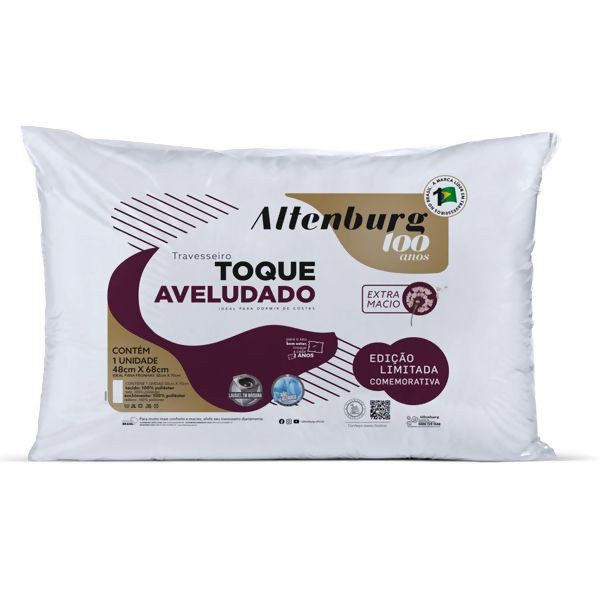 Travesseiro Toque Aveludado 48 x 68 cm Extra Macio Branco - Altenburg