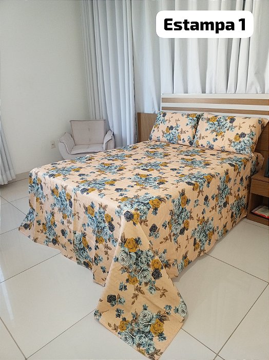 Kit Colcha Queen Pollyana 3 Pçs