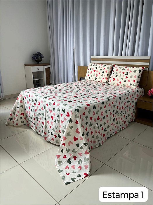 Kit Colcha Queen Pollyana 3 Pçs