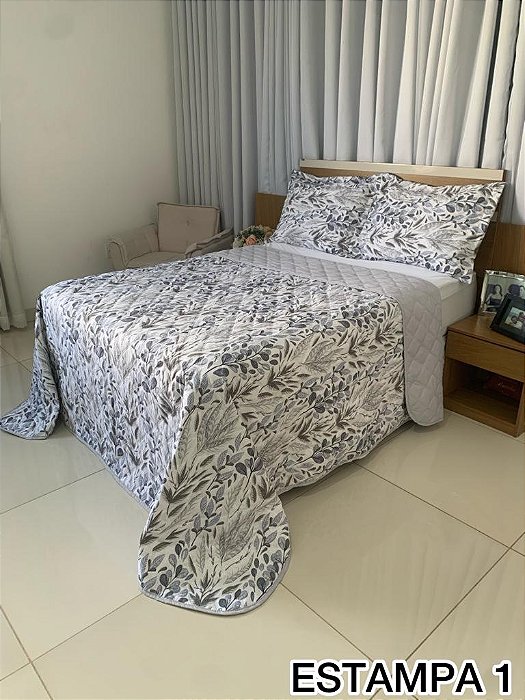 Kit Cobre-Leito Micropercal Estampado Casal Dupla Face