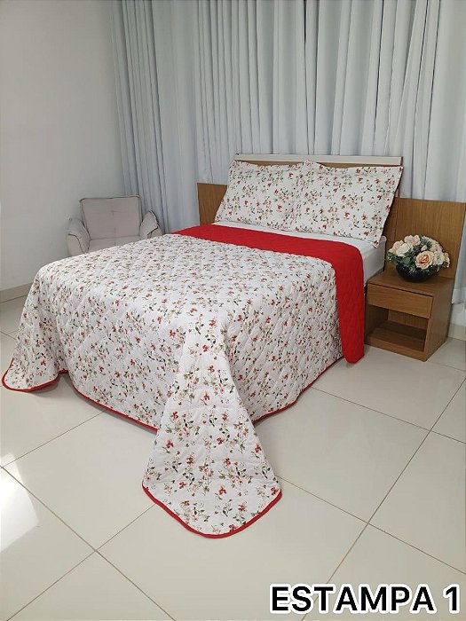 Kit Cobre-Leito Micropercal Estampado Solteiro Dupla Face