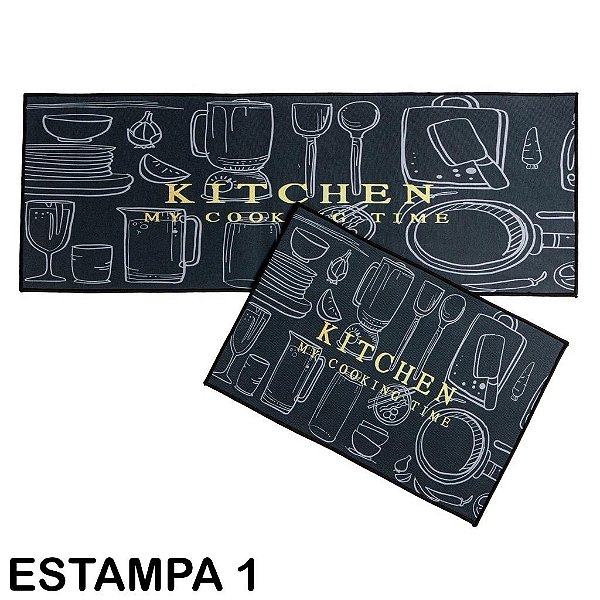 Jogo de Tapete Gourmet para Cozinha Corttex