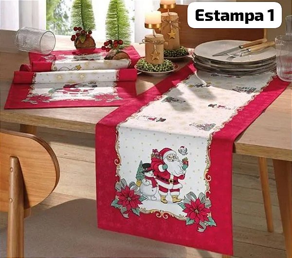 Trilho de Mesa Athenas Estampado 35cm X 1,00m - Natal