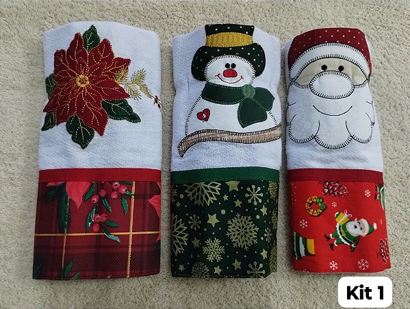 Kit Com 3 Panos De Prato Natal Na Caixa
